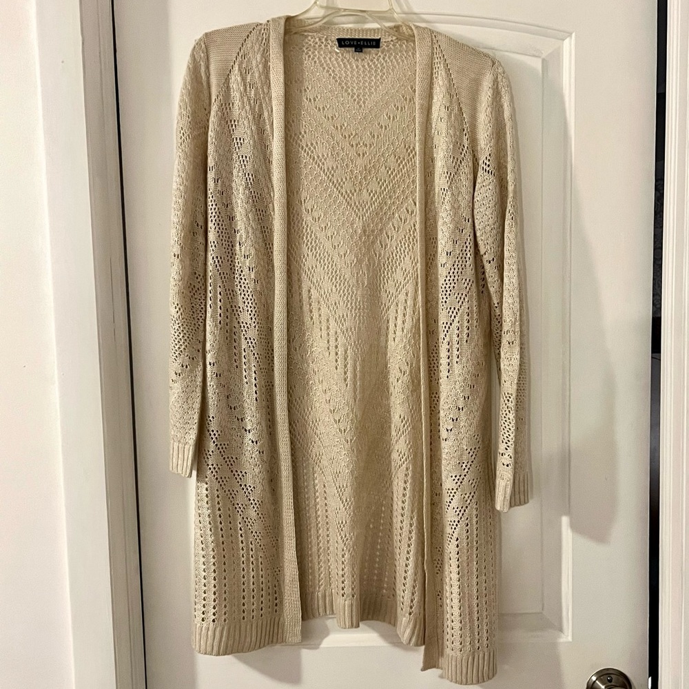 Lovely crochet cardigan, beige, size M, in like-new condition